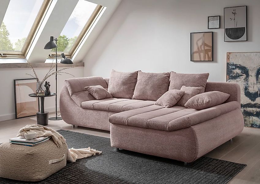INOSIGN Ecksofa "Imola elegant und bequem, aktuelle Steppung im Sitz, L-For günstig online kaufen