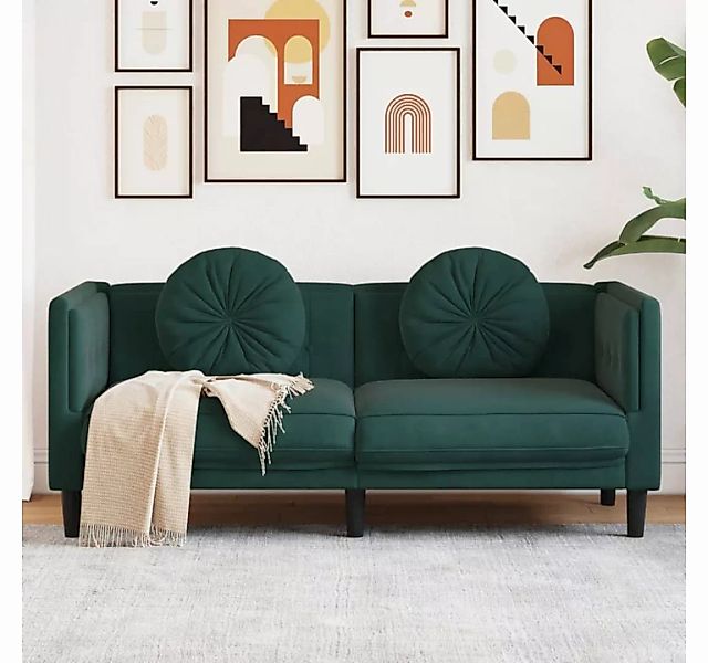 vidaXL Sofa Sofa mit Kissen 2-Sitzer Dunkelgrün Samt günstig online kaufen