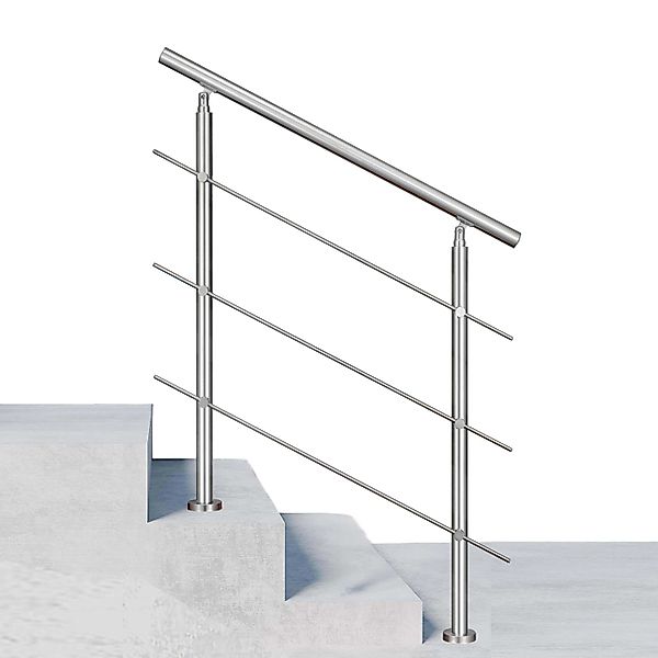 Duschparadies Edelstahl Geländer 100 cm mit 3 Querstäben für Innen und Auße günstig online kaufen