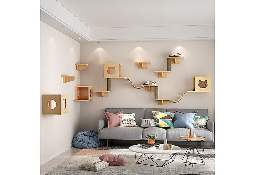 TWSOUL Katzen-Kletterwand 9/17 Stück Deluxe-Katzenmöbel aus Holz, Katzenbet günstig online kaufen