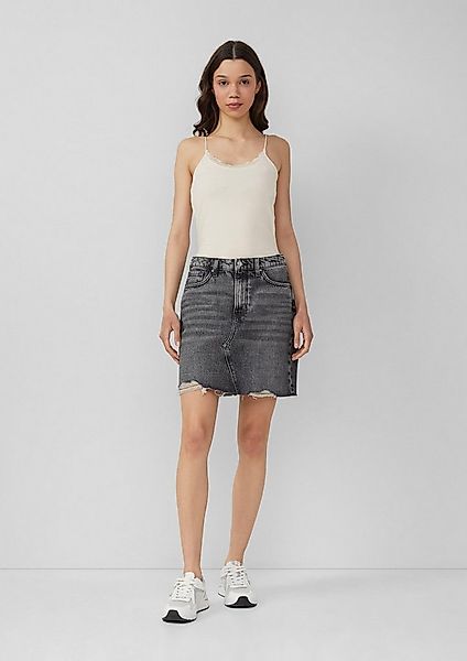 QS Minirock Rock Denimrock mit offenem Saum günstig online kaufen