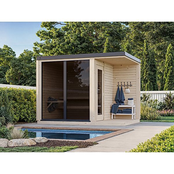 Palmako Sauna Sarah 322 x 222 cm Naturbelassen FSC® günstig online kaufen