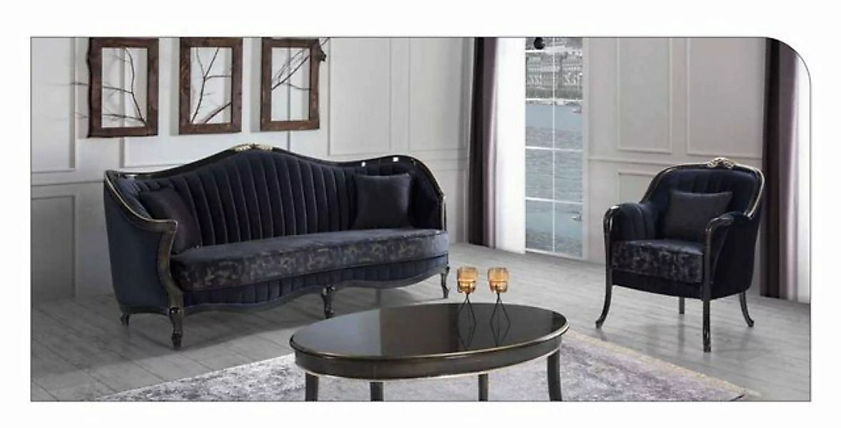 JVmoebel Sofa Sofagarnitur 3+1 Sitzer Sofa Sessel Luxus Gruppe Stoff 2tlg C günstig online kaufen