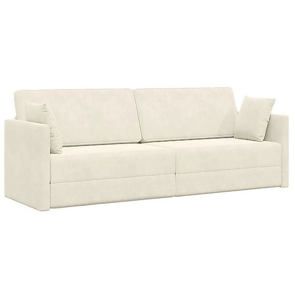 vidaXL Sofa Boden-Sofa-Bett 2-in-1 Creme 213x144x60 cm Velvet, 1 Teile günstig online kaufen