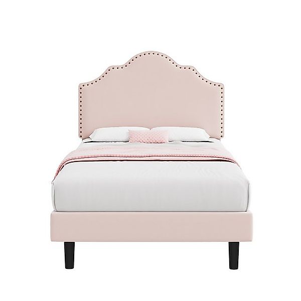 KLAM HOME Einzelbett Polsterbett 90 x 200 cm, gepolstertes Kopfteil, stabil günstig online kaufen