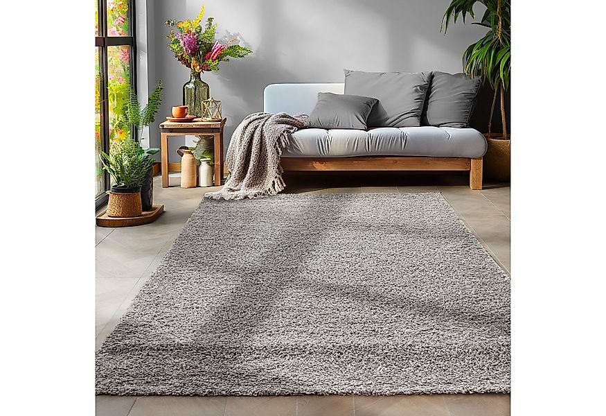 SIMPEX24 Teppich Unicolor - Einfarbig, Rund, Höhe: 30 mm, Einfarbig Shaggy günstig online kaufen