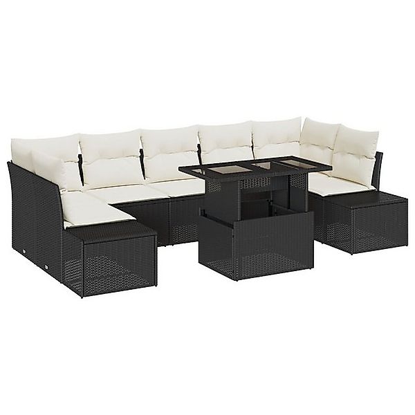 vidaXL Loungesofa 8-teiliges Garten Sofa Set mit Kissen in Schwarz aus Poly günstig online kaufen