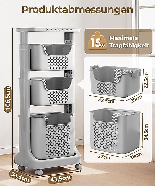 Yorbay Wäschekorb Wäschewagen mit Rollen (Praktischer günstig online kaufen