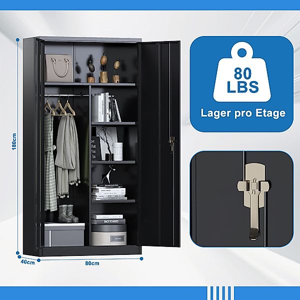 AOBABO Aktenschrank Mehrzweckschrank, Garderobenschrank mit Kleiderstange günstig online kaufen