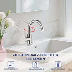 AICA Waschtischarmatur Wasserhahn Bad 360° Drehbar, günstig online kaufen