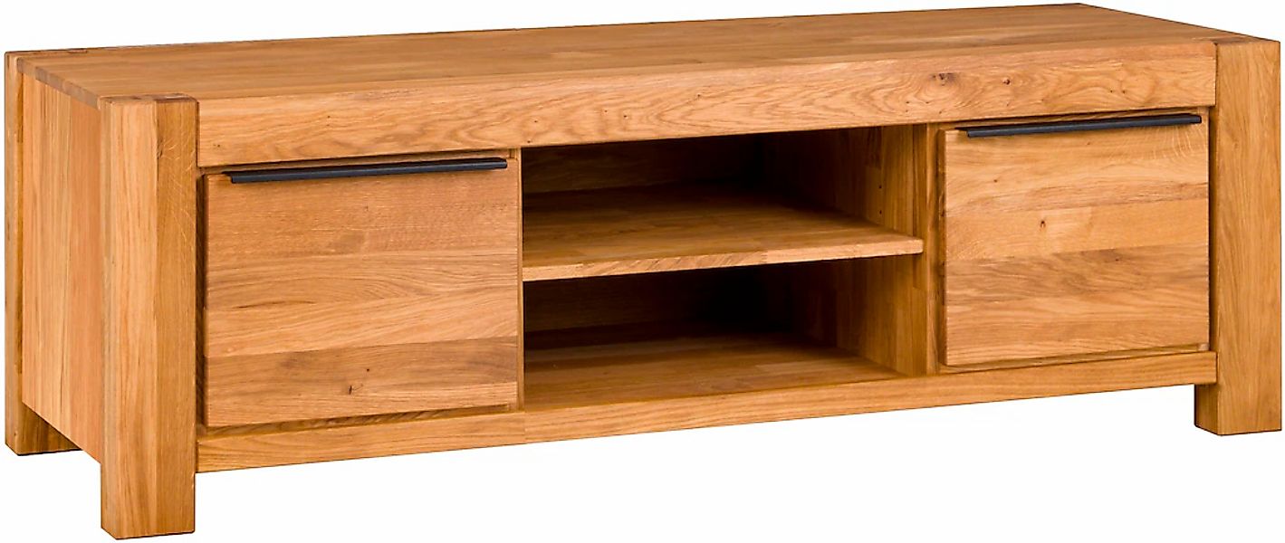 Home affaire Lowboard Eiche teilmassiv, B: 155 cm, schwarze Elemente, 2 off günstig online kaufen