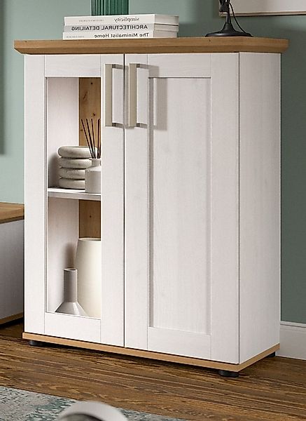 Inn.Furn Standvitrine Mirano (Kommode in weiß Lärche mit Eiche Artisan, 64 günstig online kaufen
