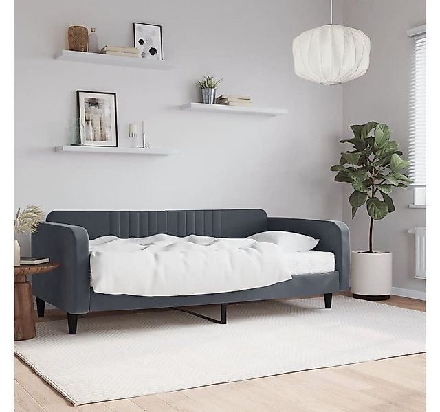 vidaXL Bett, Tagesbett mit Matratze Dunkelgrau 100x200 cm Samt günstig online kaufen
