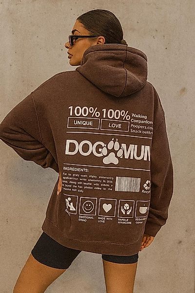 Worldclassca Hoodie Worldclassca Oversized DOG MUM Print Hoodie Kapuzenpull günstig online kaufen