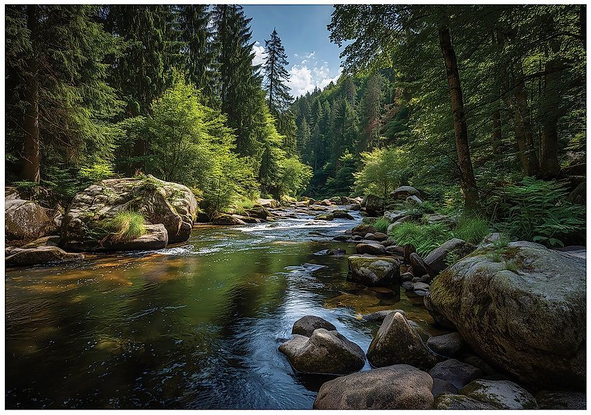 Wallarena Fototapete Wald Fluss Natur Grün Vlies Tapete Wohnzimmer Schlafzi günstig online kaufen