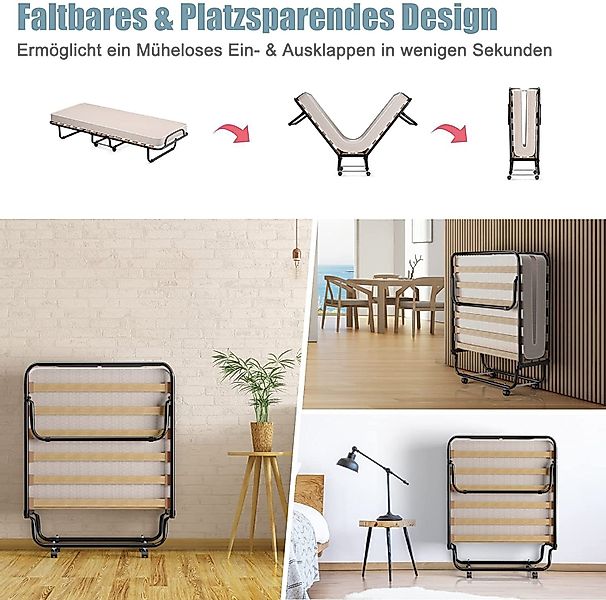 COSTWAY Gästebett klappbar 80x190cm auf Rädern, günstig online kaufen