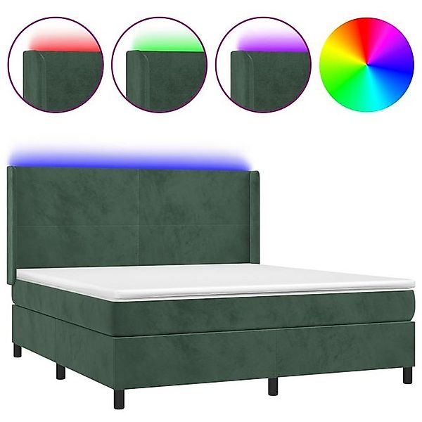 vidaXL Boxspringbett Boxspringbett mit Matratze LED Dunkelgrün 160x200 cm S günstig online kaufen