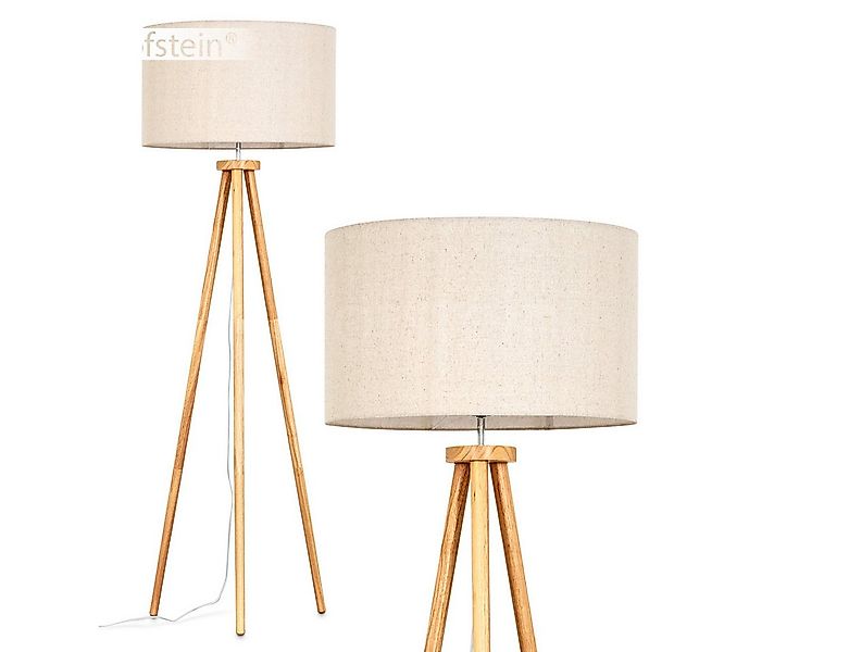 hofstein Stehlampe Stehlampe aus Holz/Stoff in Naturfarben/Weiß/Beige, ohne günstig online kaufen