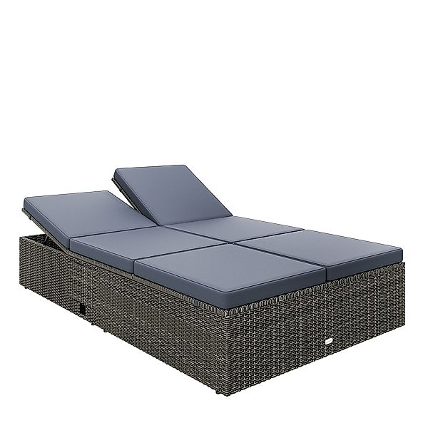 Polyrattan Sonnenliege Grau/Anthrazit 200x115x33cm günstig online kaufen