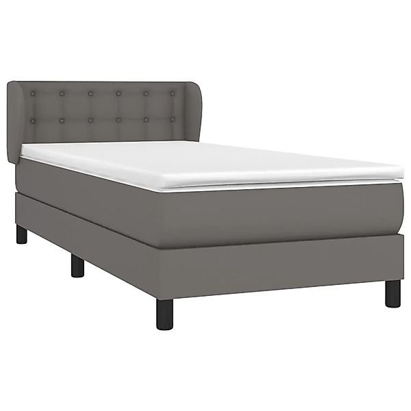 vidaXL Boxspringbett mit Matratze Grau 100x200 cm Kunstleder 3127299 günstig online kaufen