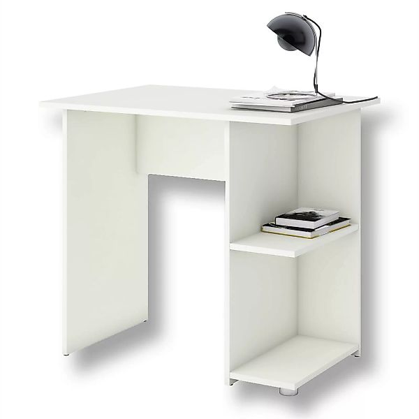 Schreibtisch KUBA in weiß mit 2 Ablageflächen günstig online kaufen
