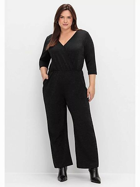 Sheego Jumpsuit "Große Größen", in Wickeloptik, mit Glitzergarn günstig online kaufen