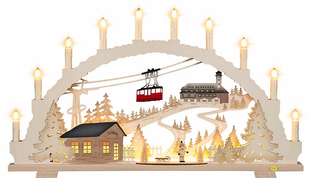 Tietze Erzgebirgsdegn LED Schwibbogen "mit Vorbeleuchtung Fichtelberg exklu günstig online kaufen