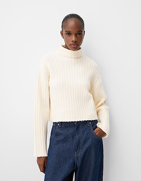 Bershka Cropped-Pullover Im Oversize-Fit Mit Stehkragen Und Rippenmuster Da günstig online kaufen