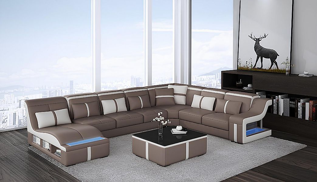 JVmoebel Sofa Ledersofa Wohnlandschaft Ecksofa Garnitur Design Modern Sofa günstig online kaufen