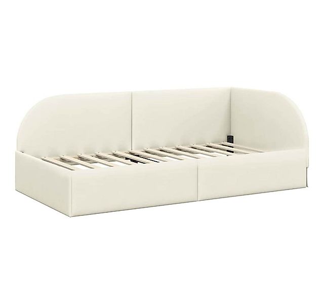vidaXL Bett Eckbettgestell mit Kopfteil Creme 80 cm x 200 cm Samt (1-tlg) günstig online kaufen