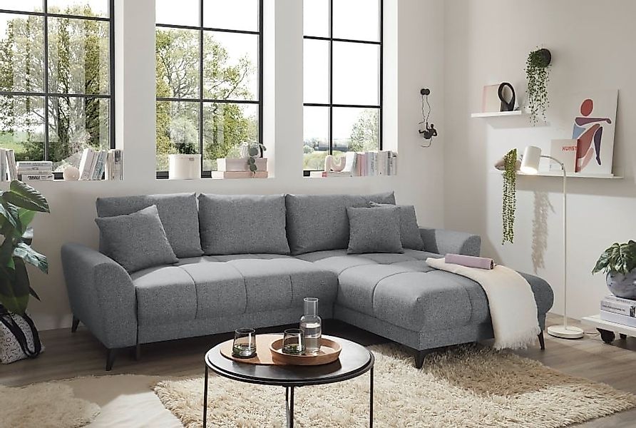 ED EXCITING DESIGN Ecksofa "Bern L-Form", mit Bettfunktion, Bettkasten & 3 günstig online kaufen