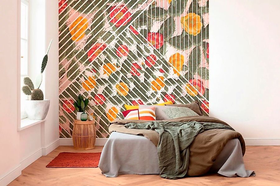 Sanders & Sanders Fototapete Kaktus Grün Rot und Gelb 300 x 280 cm 611848 günstig online kaufen