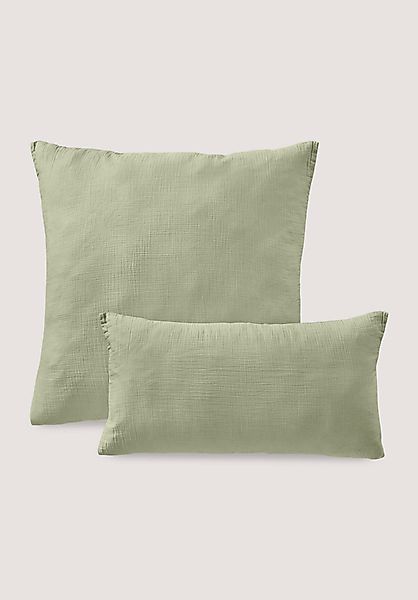 hessnatur Musselin Kissenbezug aus Bio-Baumwolle - grün - Größe 80x80 cm günstig online kaufen