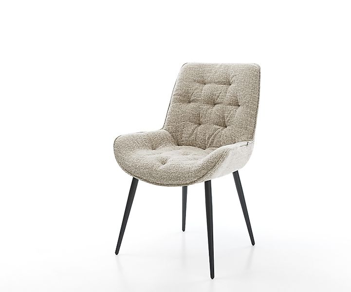 Esszimmerstuhl Taimi-Flex Webstoff Soft Beige 4-Fuß konisch Schwarz günstig online kaufen