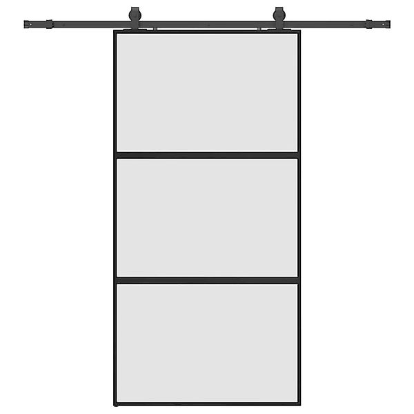 vidaXL Schiebetür mit Beschlag Schwarz 102,5x205 cm Hartglas 3375876 günstig online kaufen