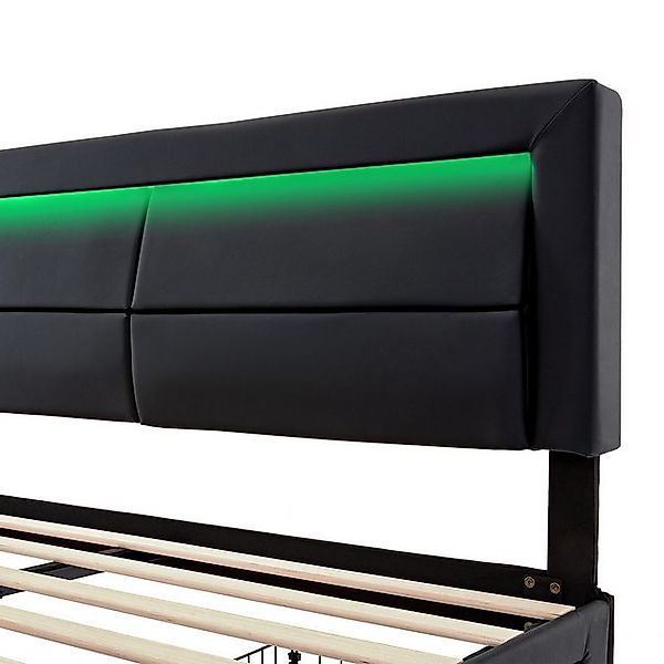 STILVORA Polsterbett 140x200 Funktionsbett Bettgestell mit USB & LED-Beleuc günstig online kaufen