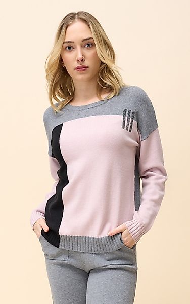 Passioni Strickpullover Sweatshirt im Color Block-Design günstig online kaufen