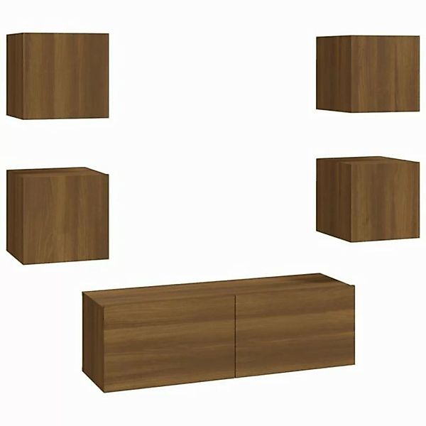 furnicato TV-Schrank TV-Wandschrank-Set Braun Eichen-Optik Holzwerkstoff (1 günstig online kaufen