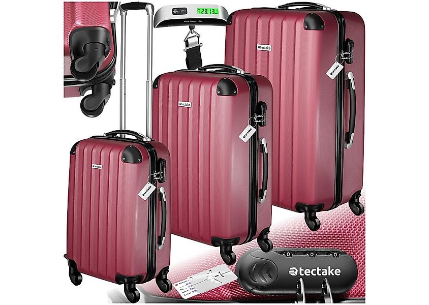 tectake Trolley Hartschalenkofferset mit Teleskopgriff und Sicherheits-Zahl günstig online kaufen