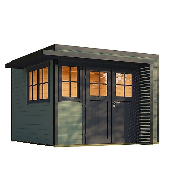 Weka Gartenhaus Amberley 2 Fenster Graugrün/Anthrazit 300 cm x 300 cm günstig online kaufen