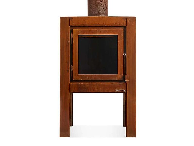 Quaruba Terrassenkamin Corten-Stahl Ohne Rollen L 2 Seiten Glas Vorne + Lin günstig online kaufen