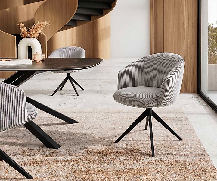 DELIFE Polsterstuhl Caja-Flex, mit Armlehnen Kreuzgestell breit Schwarz Cor günstig online kaufen