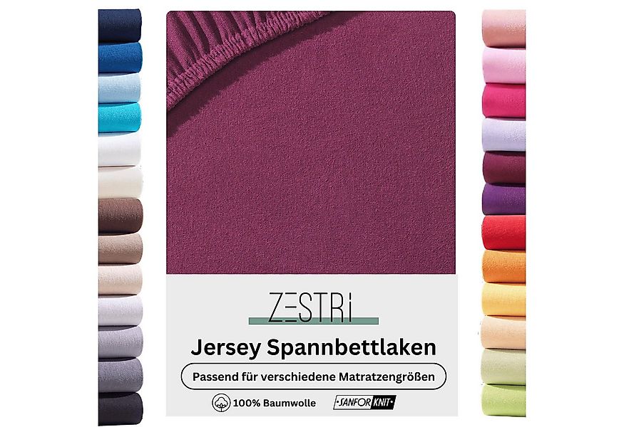 Zestri Spannbettlaken Jersey für normale Matratzen, Boxspringbett, Wasserbe günstig online kaufen