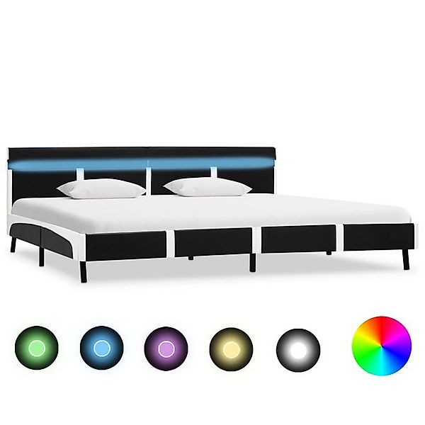 vidaXL Bettgestell Bettgestell mit LED Schwarz Kunstleder 180x200 cm Bett B günstig online kaufen