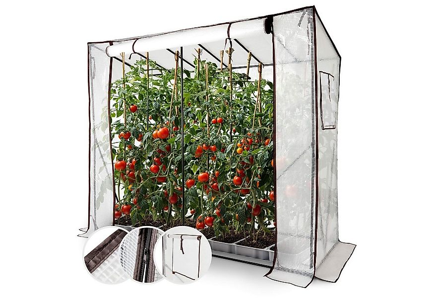 Arebos Tomatengewächshaus 200×77×170 cm mit 2 Netzfenstern & Rolltür, BxTxH günstig online kaufen