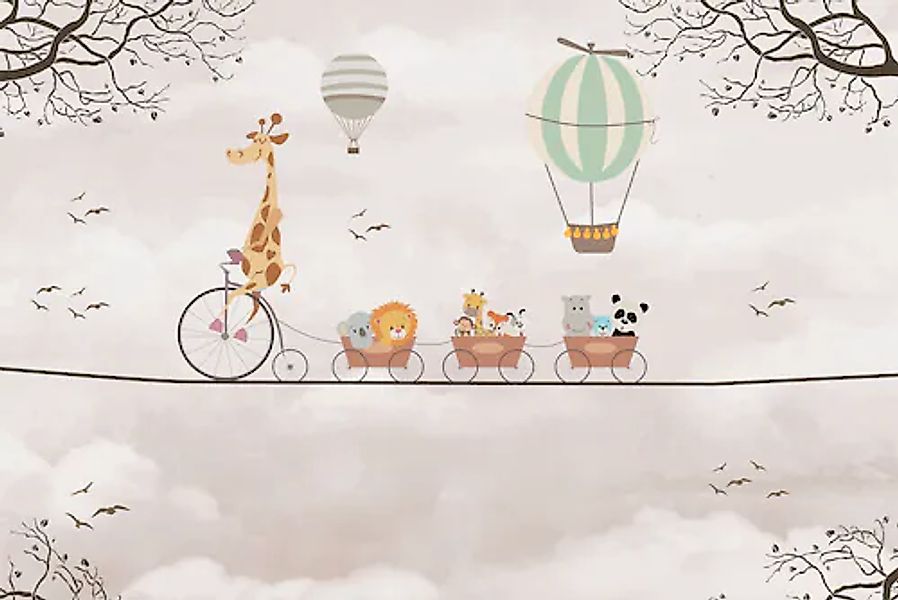 A.S. Création Vliestapete »Kindertapete Tiere auf Fahrrad Beige Bunt« matt günstig online kaufen