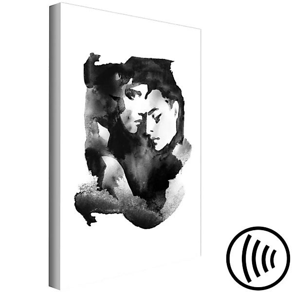 Wandbild Liebesumarmung - aquarelle, Schwarz-Weiß-Grafik mit zwei Personen günstig online kaufen