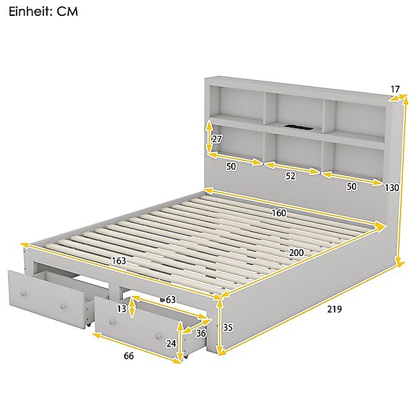 TavilaEcon Holzbett Doppelbett Kingsize-Plattformbett mit zwei günstig online kaufen