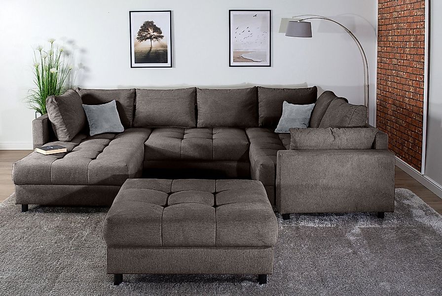 COLLECTION AB Wohnlandschaft Toni U-Form mit Armlehne, inkl. Hocker und Zie günstig online kaufen