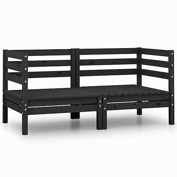 Garten-ecksofas 2 Stk. Schwarz Massivholz Kiefer günstig online kaufen